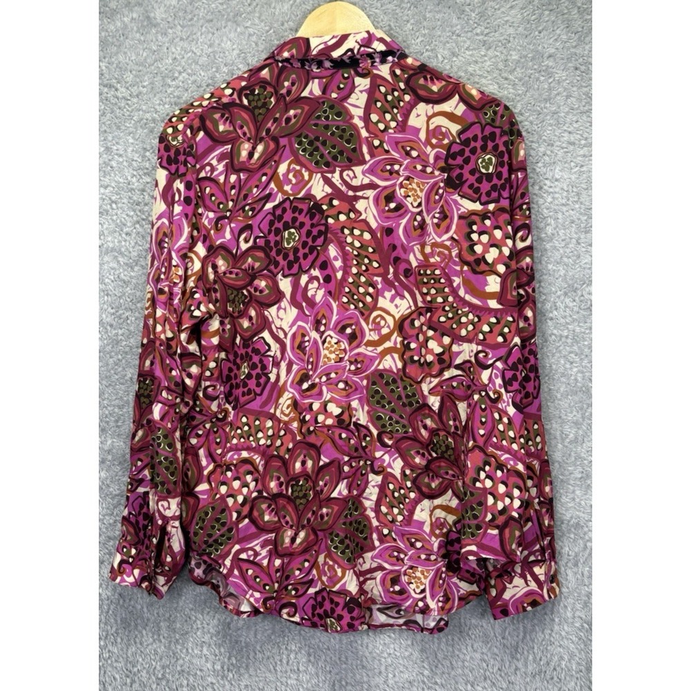 Johnny Was Dreamers Vivanna Silk Blouse M Floral Button Front Boho Shirt Top - Picture 4 of 10